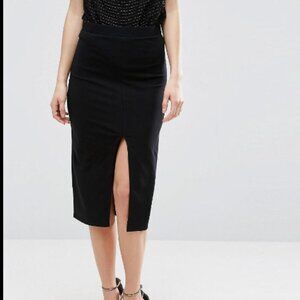 ASOS Black Pencil Skirt with Slit in Front size 6
